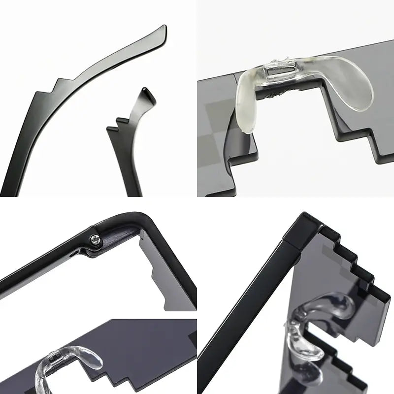 2Pcs Mosaic Sunglasses Vintage Pixelated Shades for Party