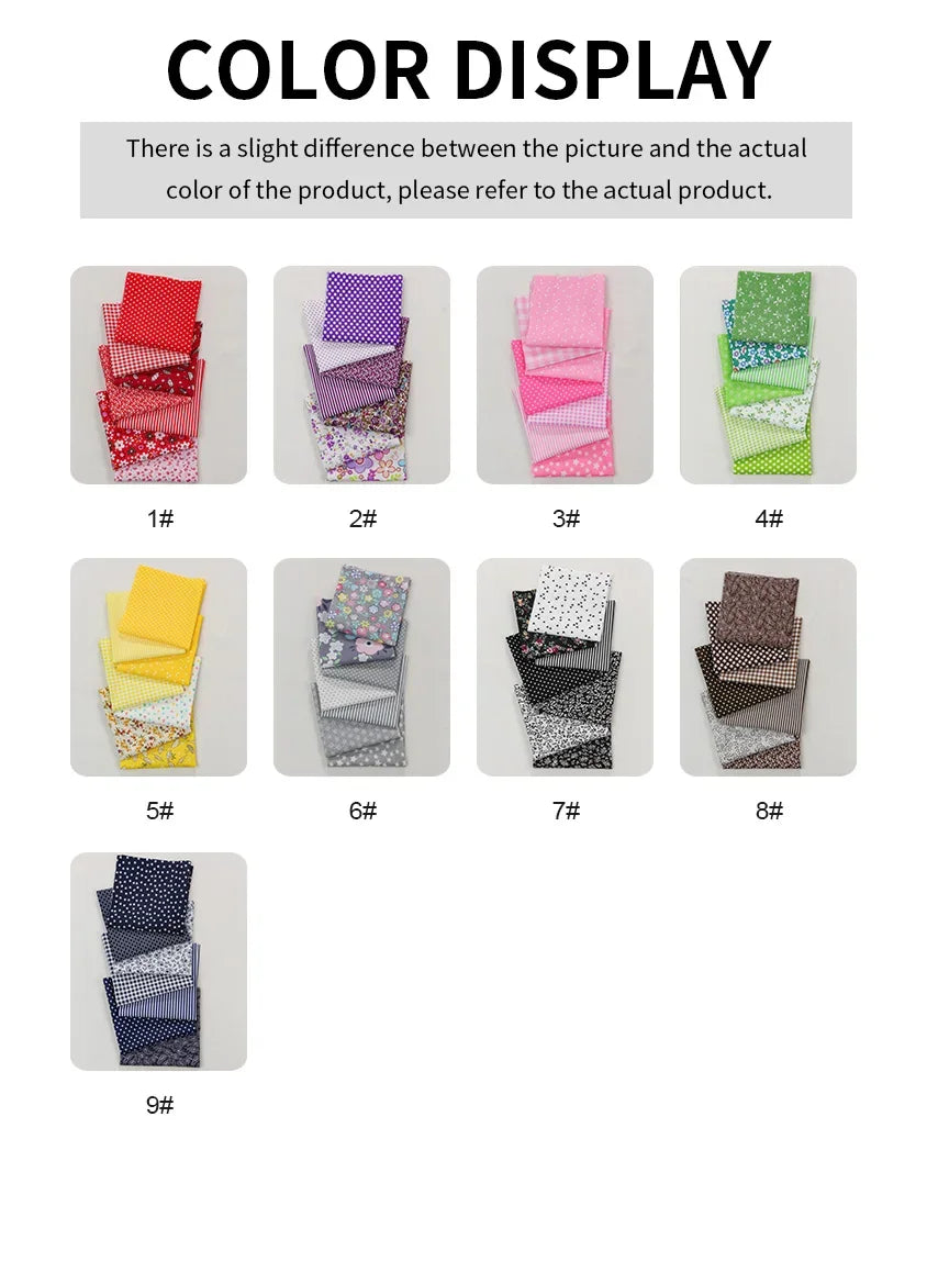 7 Pieces 25x25Cm Cotton Flower Fabric Printed Cloth for DIY