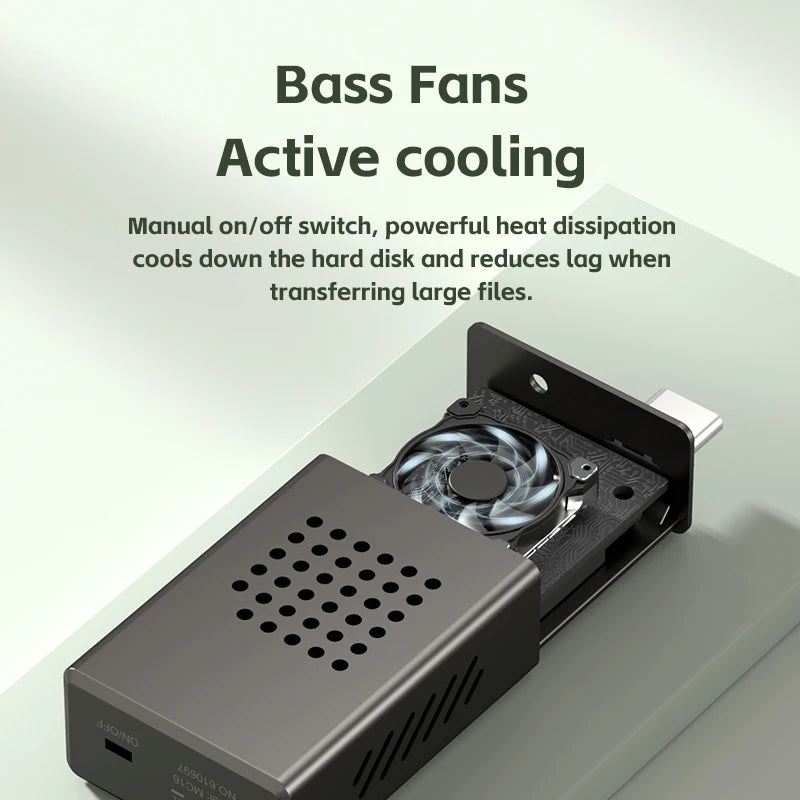 Hagibis 2230 M2 NVMe SSD Enclosure with Cooling Fan USB 3.2 Gen 2 High Speed Storage Case for Laptop iPhone 16 Pro 15 iPad