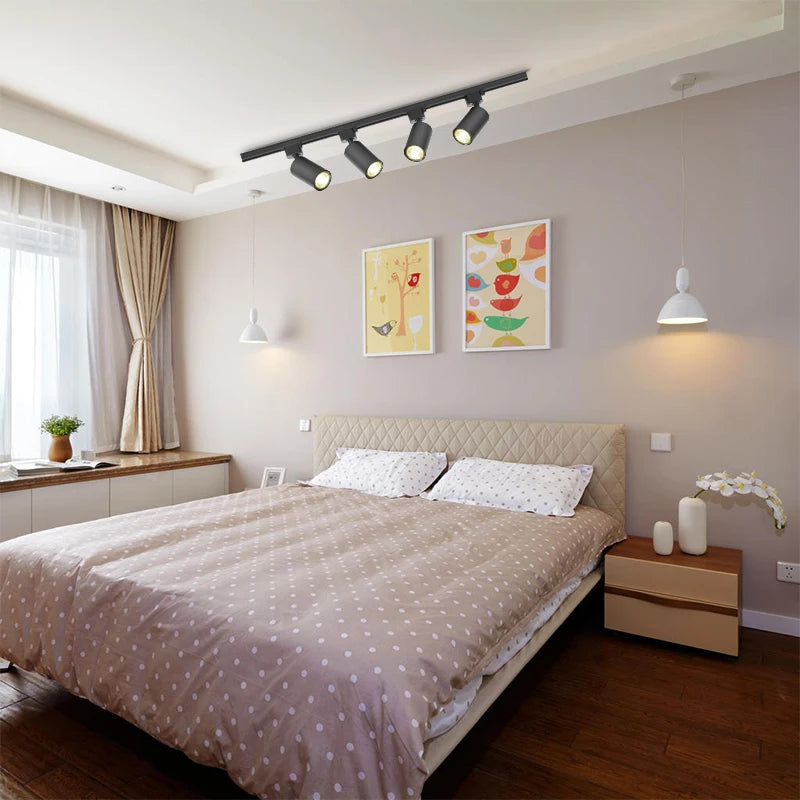 Dimmable GU10 Track Light Set Smart Home Spotlights Adjustable Ceiling Rail Lighting for Kitchen and Living Room