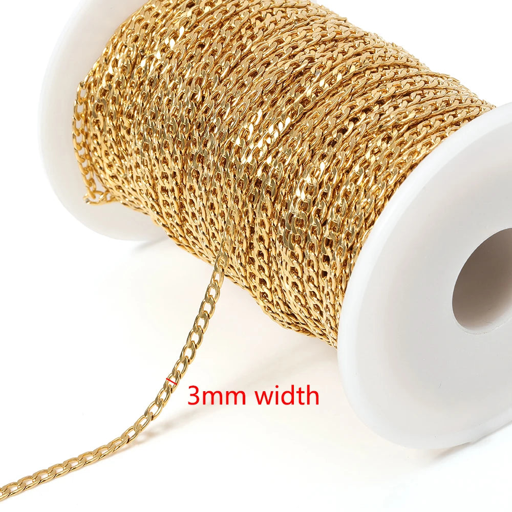 2Meters Stainless Steel Link Cable Gold Chains for DIY Jewelry