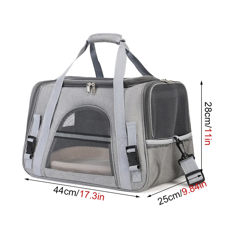 Soft-Sided Pet Travel Carrier Mesh Breathable Bag for Dogs Cats