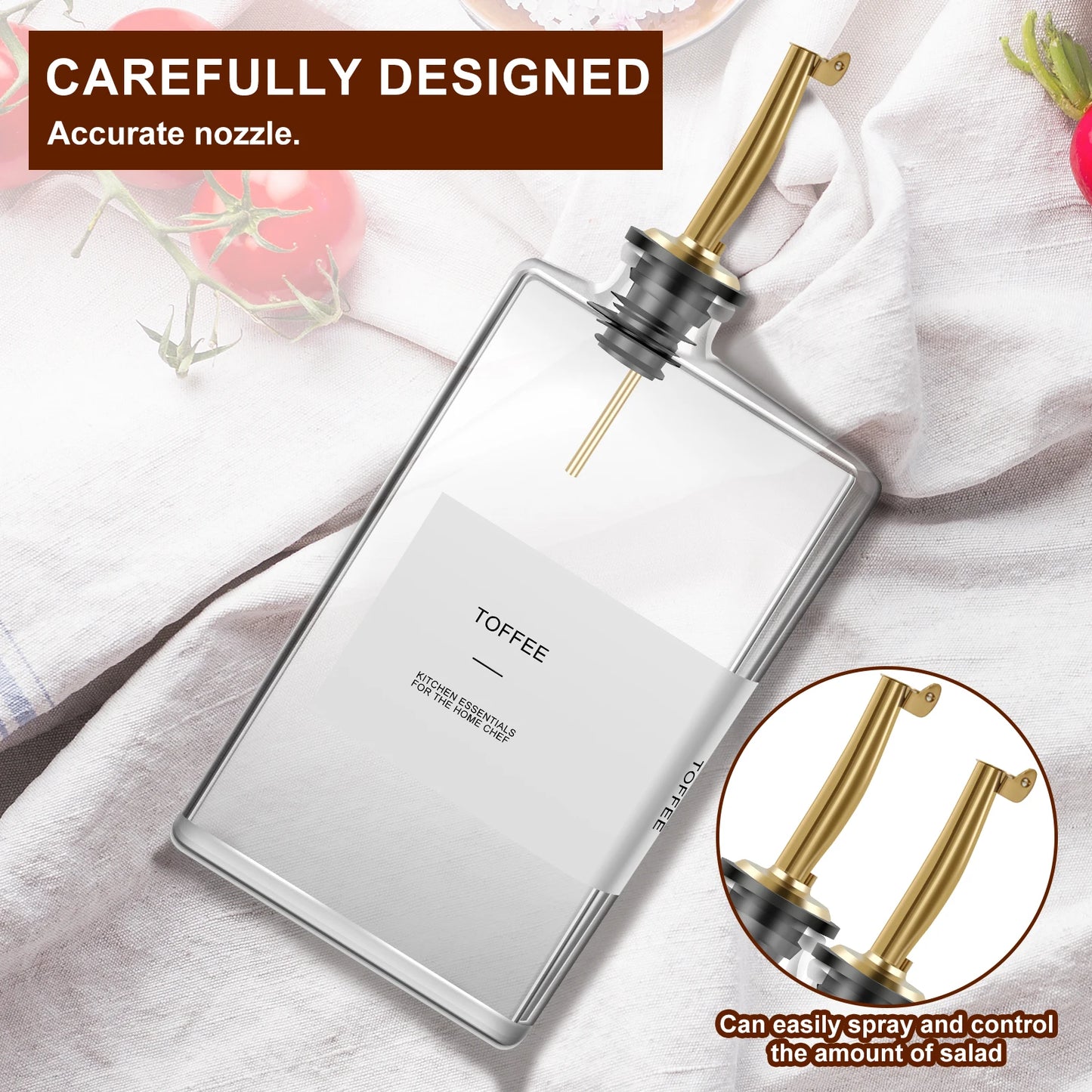 Glass Olive Oil and Vinegar Dispenser Bottle 350ml with Sort Sticker Stylish Kitchen Gadget