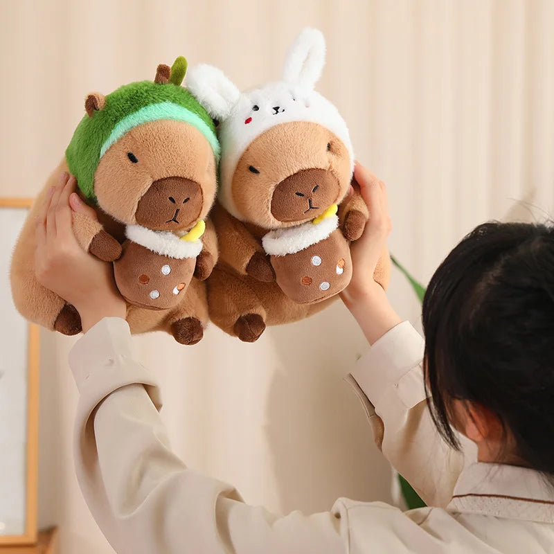 Lotus Leaf Capybara Plush Toy with Unicorn and Dinosaur Design