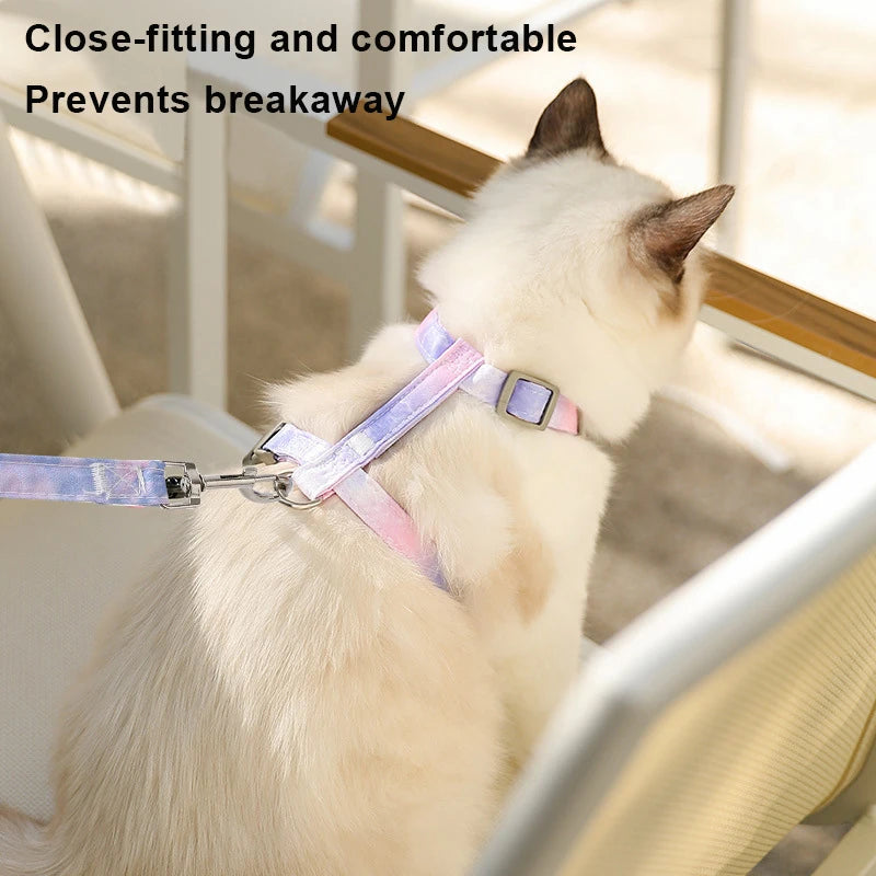 Cat Harness and Leash Set Adjustable Escape Proof Pet Harness for Kitten Outdoor Walking Cat Collar Lead Leash Pet Supplies
