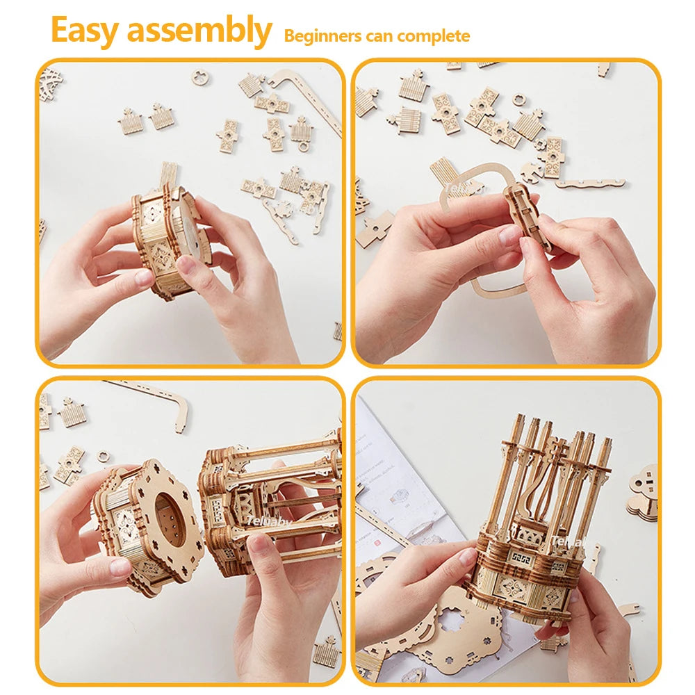 3D Wooden Puzzle Model Kits Marble Run Mechanical Puzzles Self Assembly Educational Toys for Kids and Adults