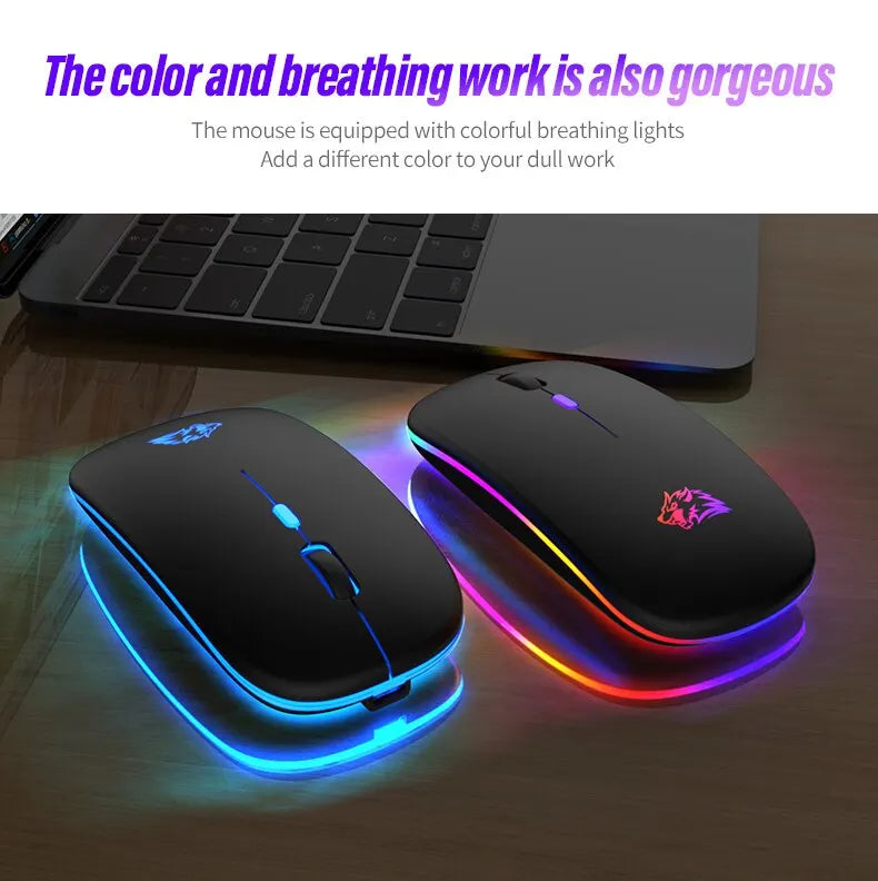 Wireless Mouse Bluetooth and 2.4GHz Dual Modes RGB Ergonomic Silent Click for PC iPad Laptop