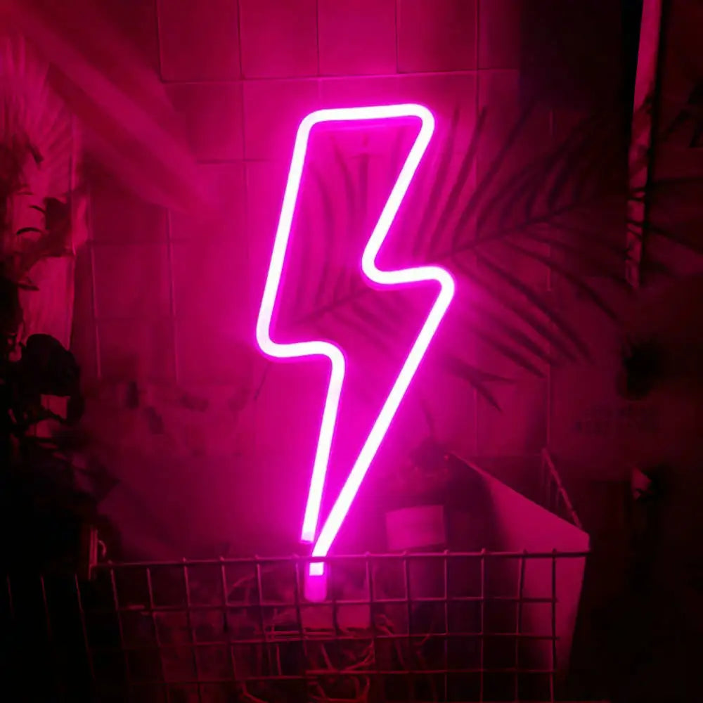 1pc Lightning Neon Light Creative LED Sign USB Battery Night Light for Home Bedroom Party Decor
