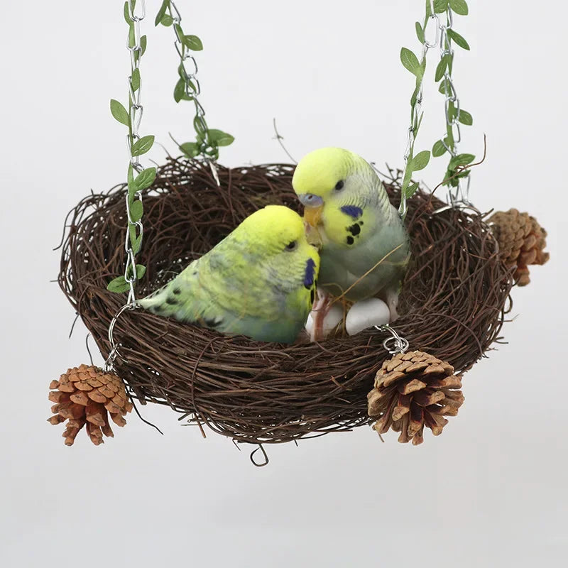Rattan Round Rattan Bird Nest, Parrot Hanging Cages, Parrots, Pigeons Bedding, Rattan Weaving Bedding, Bird Play Toys