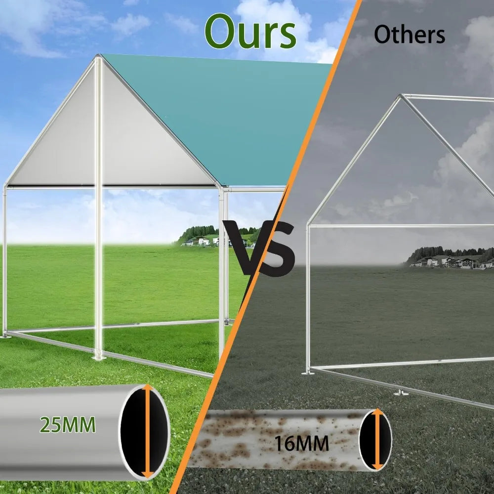 Large Chicken Coop Run with Immersed Wire Mesh, Metal Chicken Coop for 12 Chickens Heavy Duty Chicken Run in for Yard with Wate