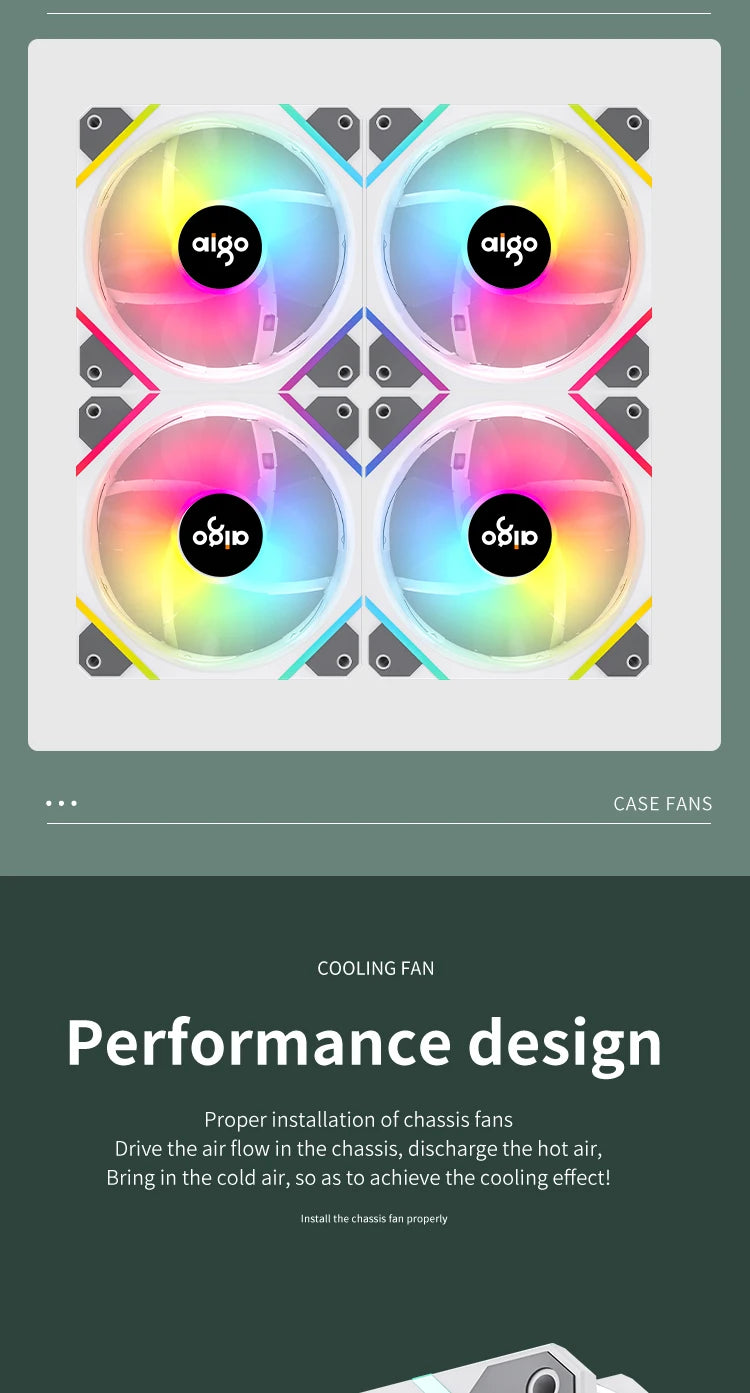 Aigo AM12PRO RGB Fan 120mm PC Cooling Kit 4pin PWM