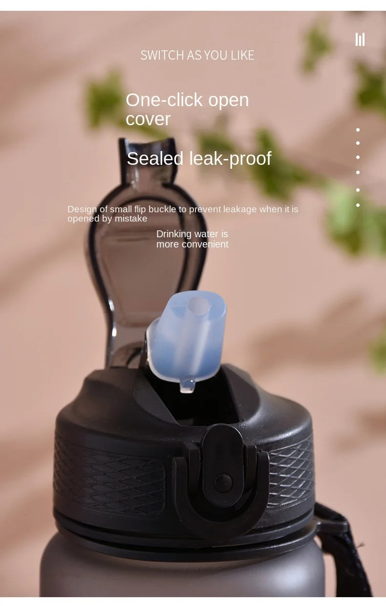 1pc 1000ml Large Capacity Gradient Water Bottle with Straw