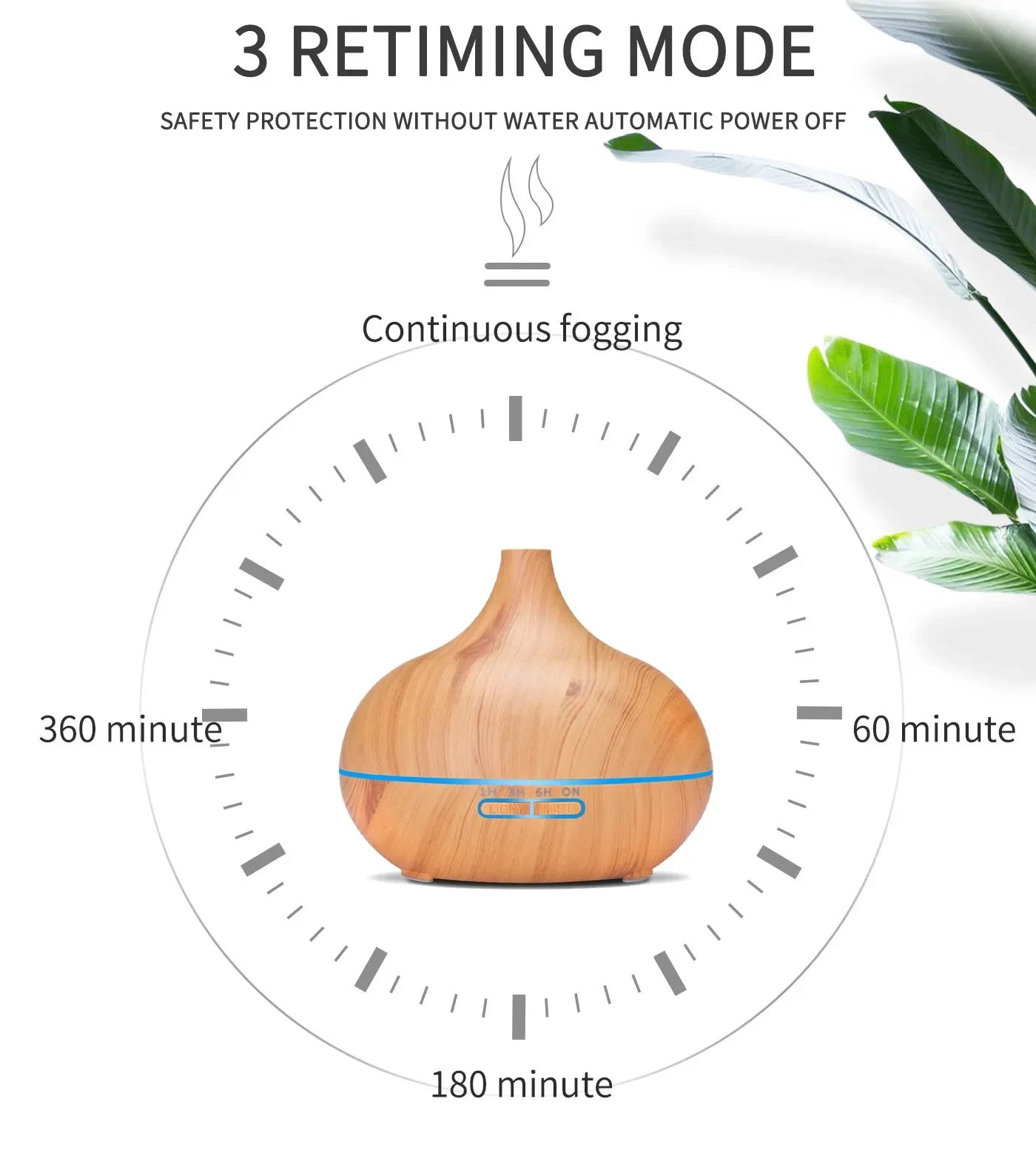 Air Humidifier Aromatherapy Essential Oil Diffuser 500ml Wood Grain Ultrasonic Remote Control 7 Color Lights