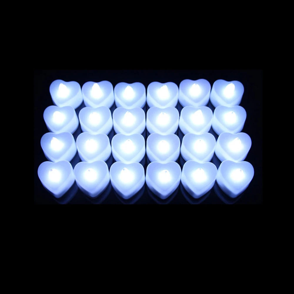 Flameless LED Heart-Shaped Tealight Candles for Home Wedding and Christmas Decoration Battery-Powered Safe Glow