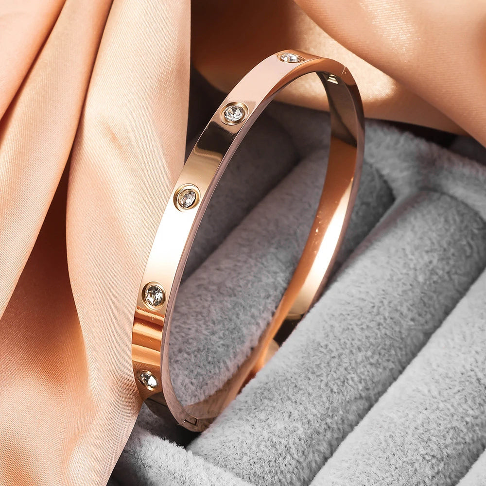 RAKOL Simple 316L Nail Light Luxury Titanium Steel Bracelet for Women High Quality Non-fading Hand Jewelry