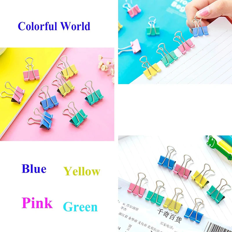 50Pcs Colorful Mini Metal Binder Clips 15mm for School Office