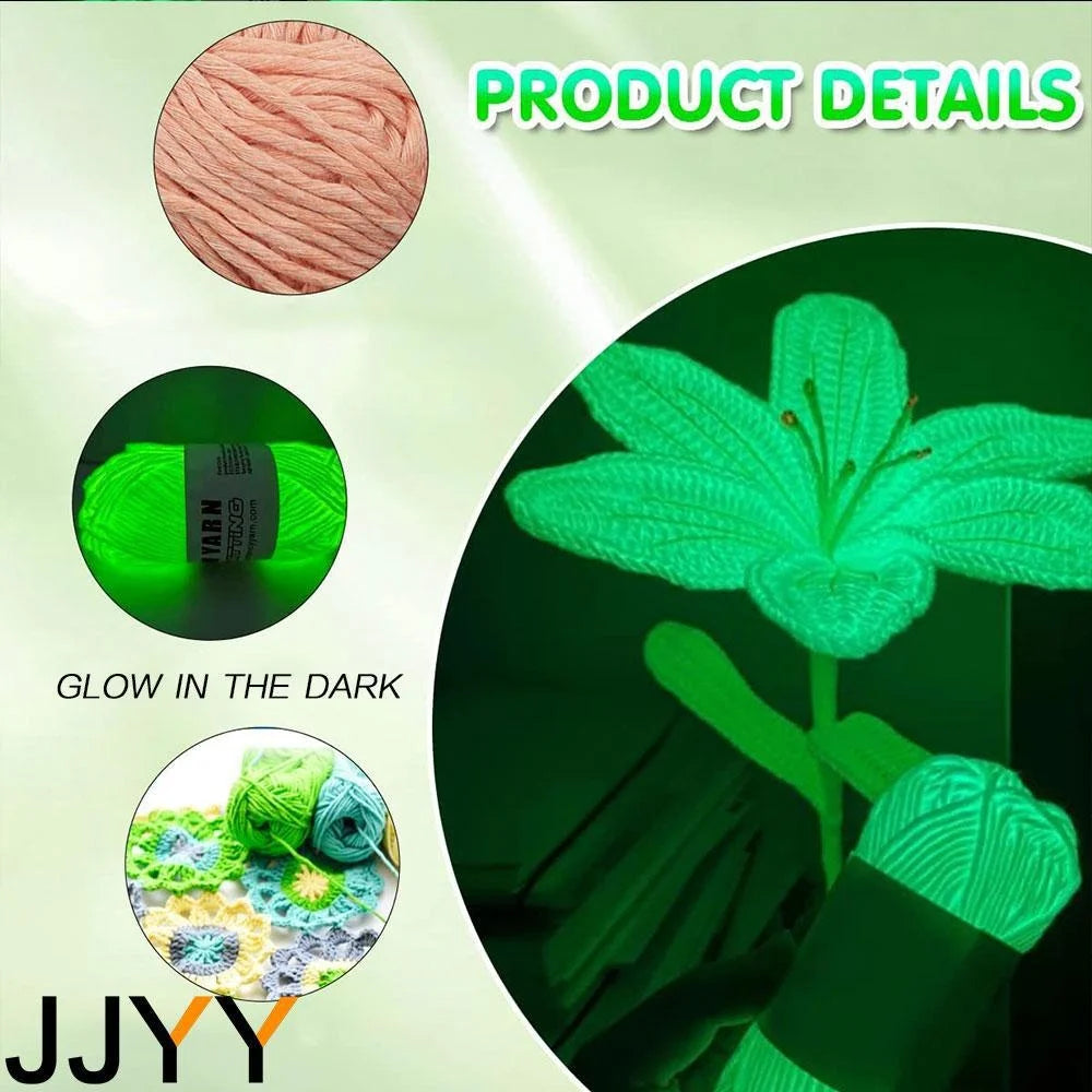 JJYY Fluorescent Luminous Soft Solid-color Thread 50m DIY Craft