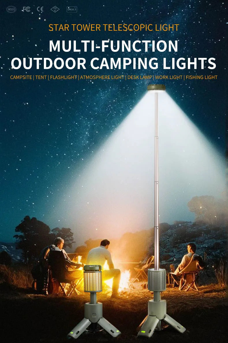 Folding Camping Light Portable Telescopic Lanterns 10000mAh Waterproof Magnetic Lamp with Triangle Stand Base