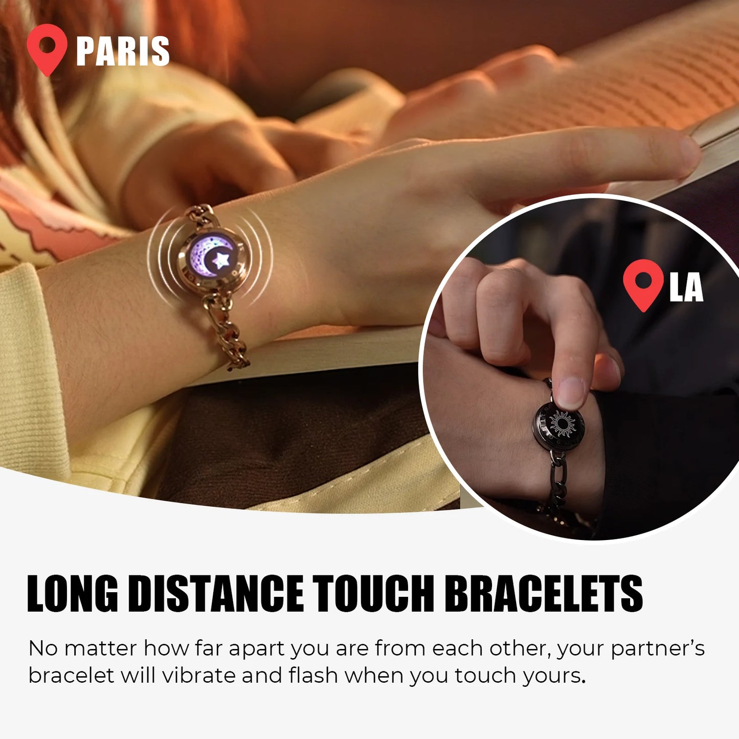 TOTWOO Long Distance Touch Bracelets for Couples Bluetooth Gifts