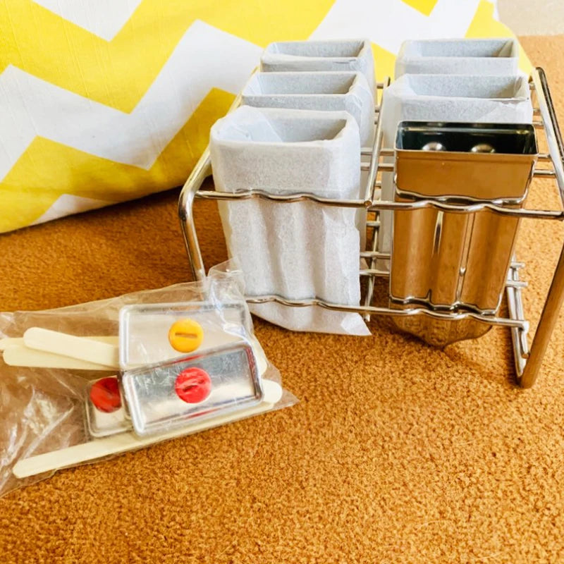 Stainless Steel Popsicle Mold Set β Reusable Ice Lolly Maker with Holder Rack for Homemade Treats