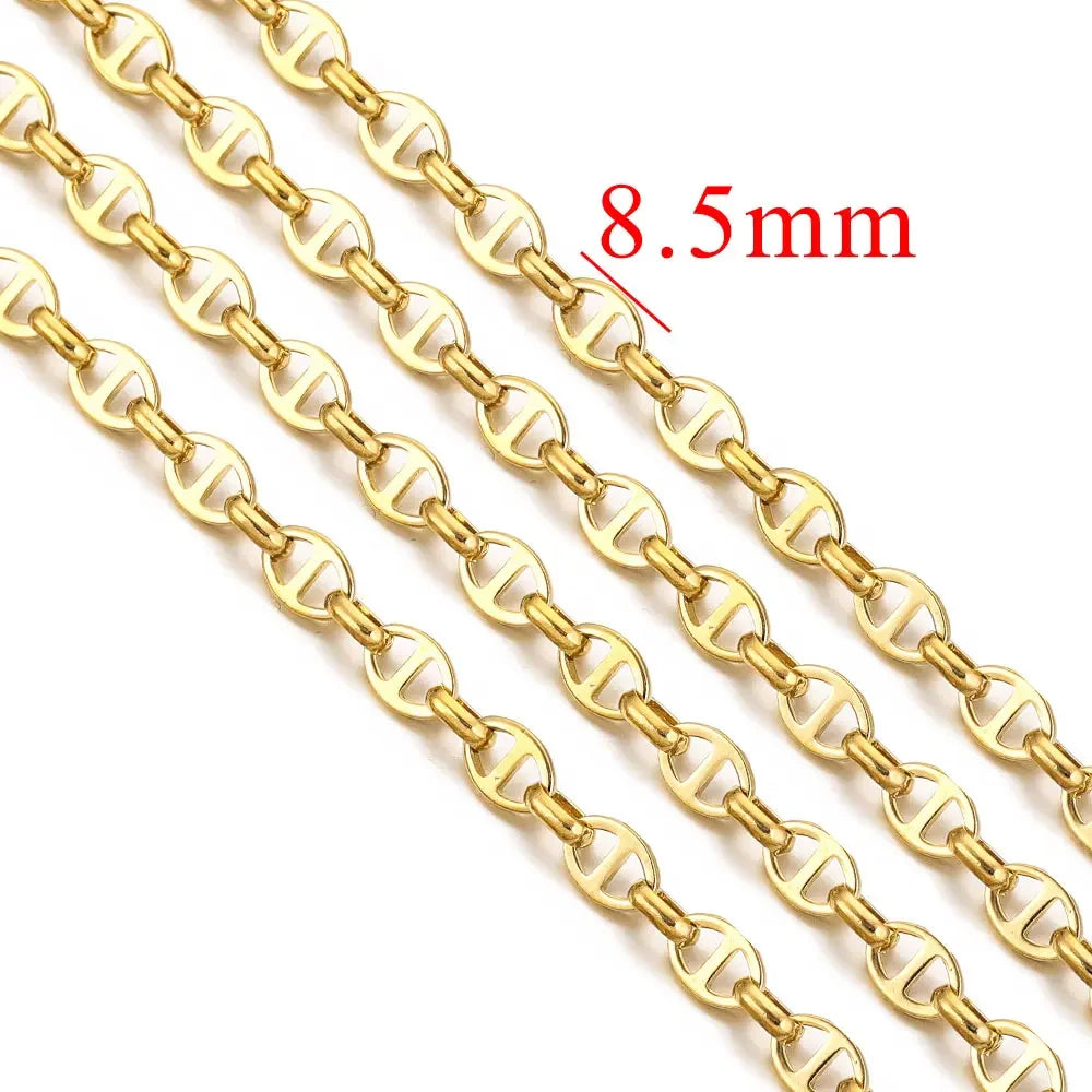 1 Meter Stainless Steel Chunky Hip Hop Gold Color Chains DIY Jewelry