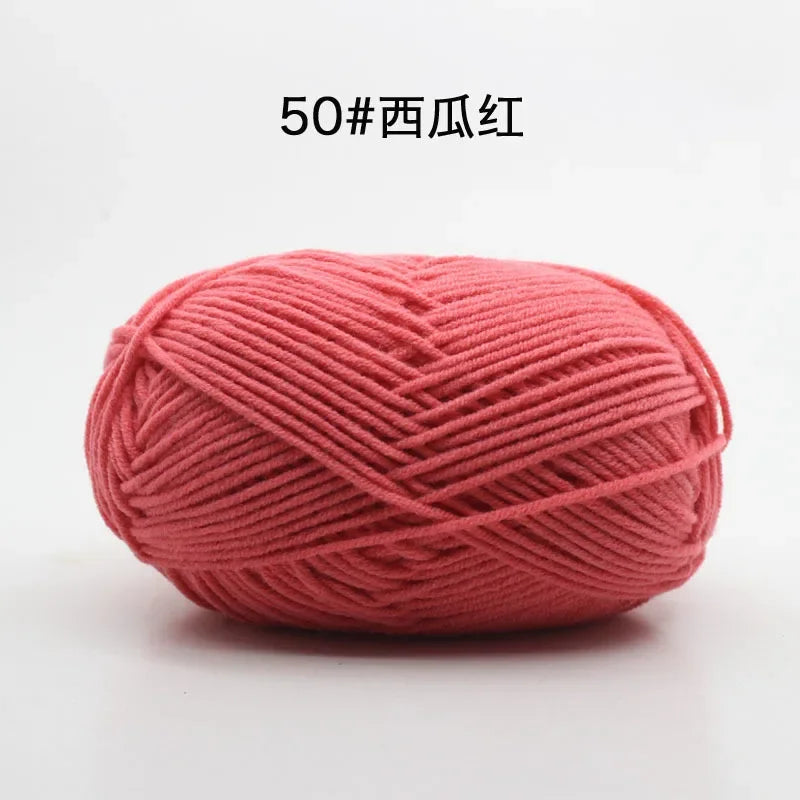 Likeecords 4-Strand Milk Cotton Yarn 60g Soft Baby Yarn for Knitting and Crochet