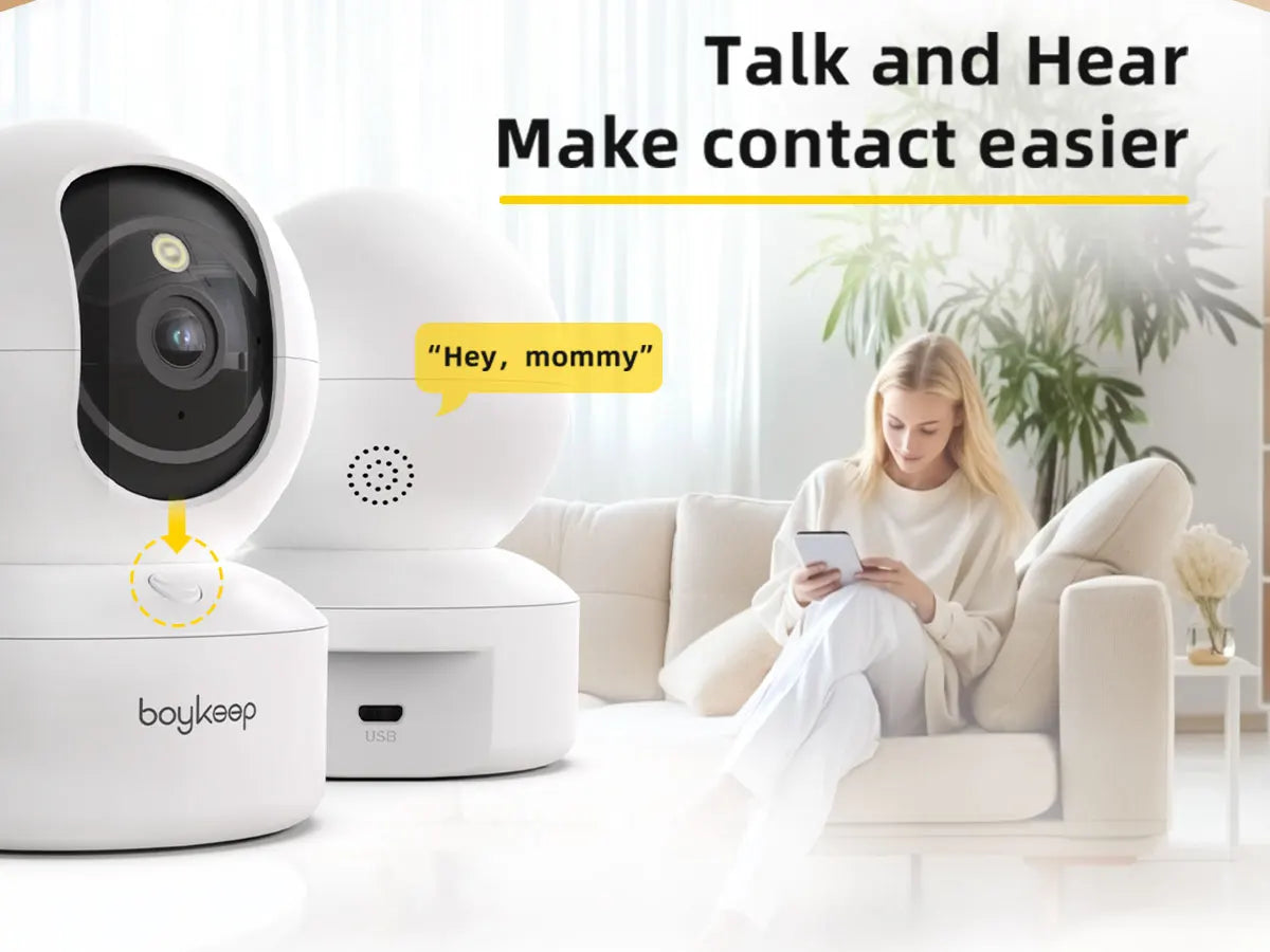 Boykeep 2K Pet Camera with Phone App Indoor Security Camera 5G 2.4GHz WiFi 360 Degree Pan and Tilt Two Way Audio Night Vision