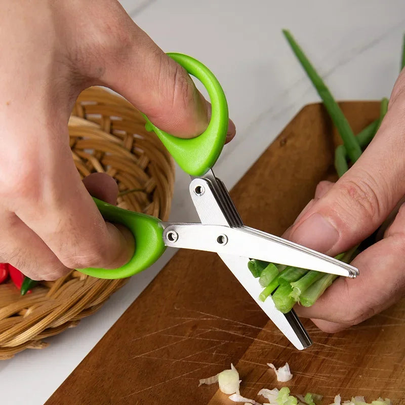 Multi-Functional Stainless Steel Kitchen Scissors for Chopping Herbs and Vegetables