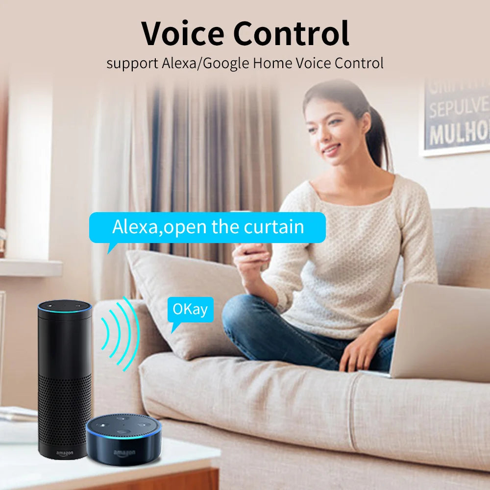 Motor de persiana eléctrica inteligente Tuya Wifi/Zigbee con control remoto RF de 22,5 cm, aplicación de control, Alexa, Google Assistant SmartThings