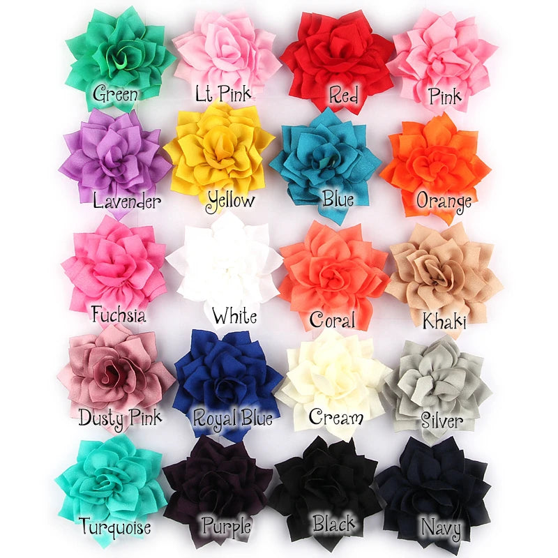 50PCS 7.5CM 2.95 Inch Fashion Lotus Satin Hair Flowers for DIY Headbands and Wedding Decor