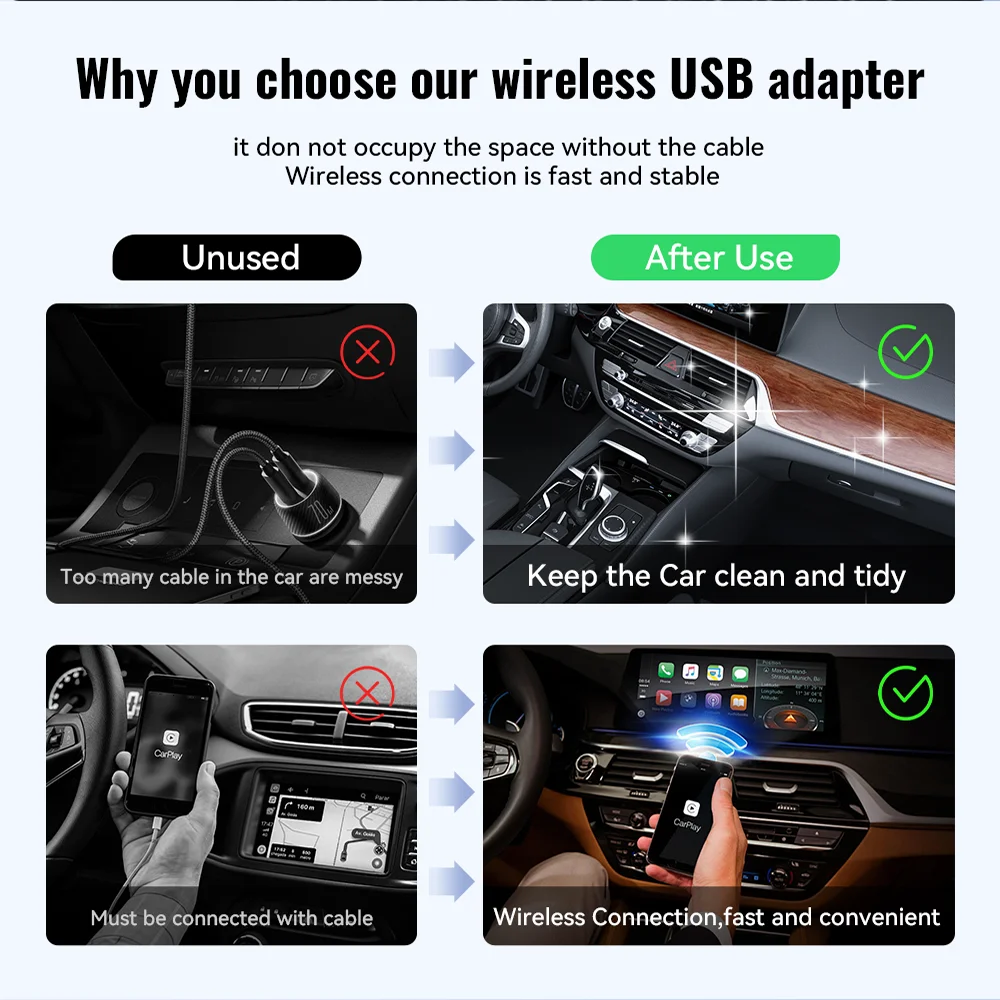 XUDA NEW Wireless CarPlay Android Auto Adapter Mini Box for Nissan