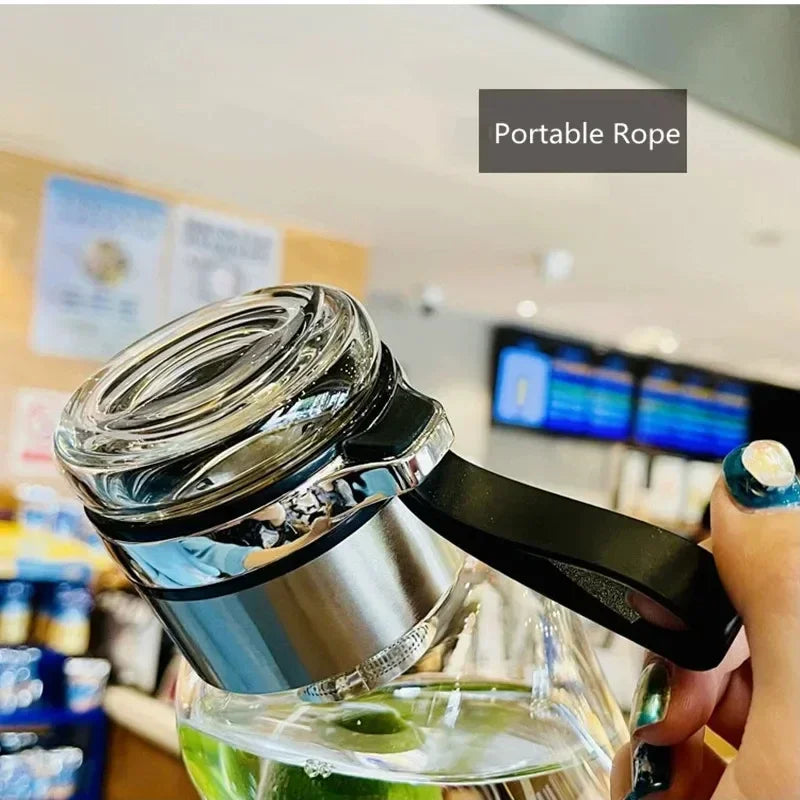 Large Capacity Glass Water Bottles – 0.75L to 2L Transparent Juice & Milk Bottle for Outdoor Travel & Sports