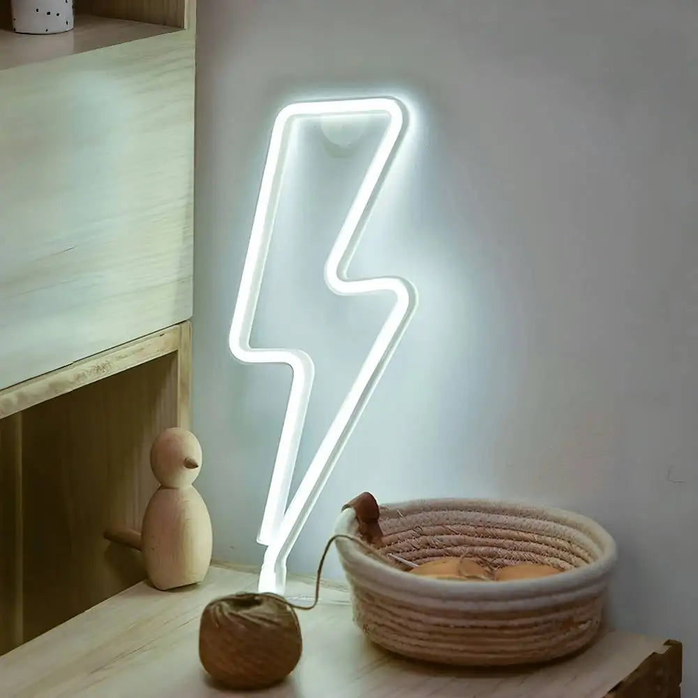 1pc Lightning Neon Light Creative LED Sign USB Battery Night Light for Home Bedroom Party Decor