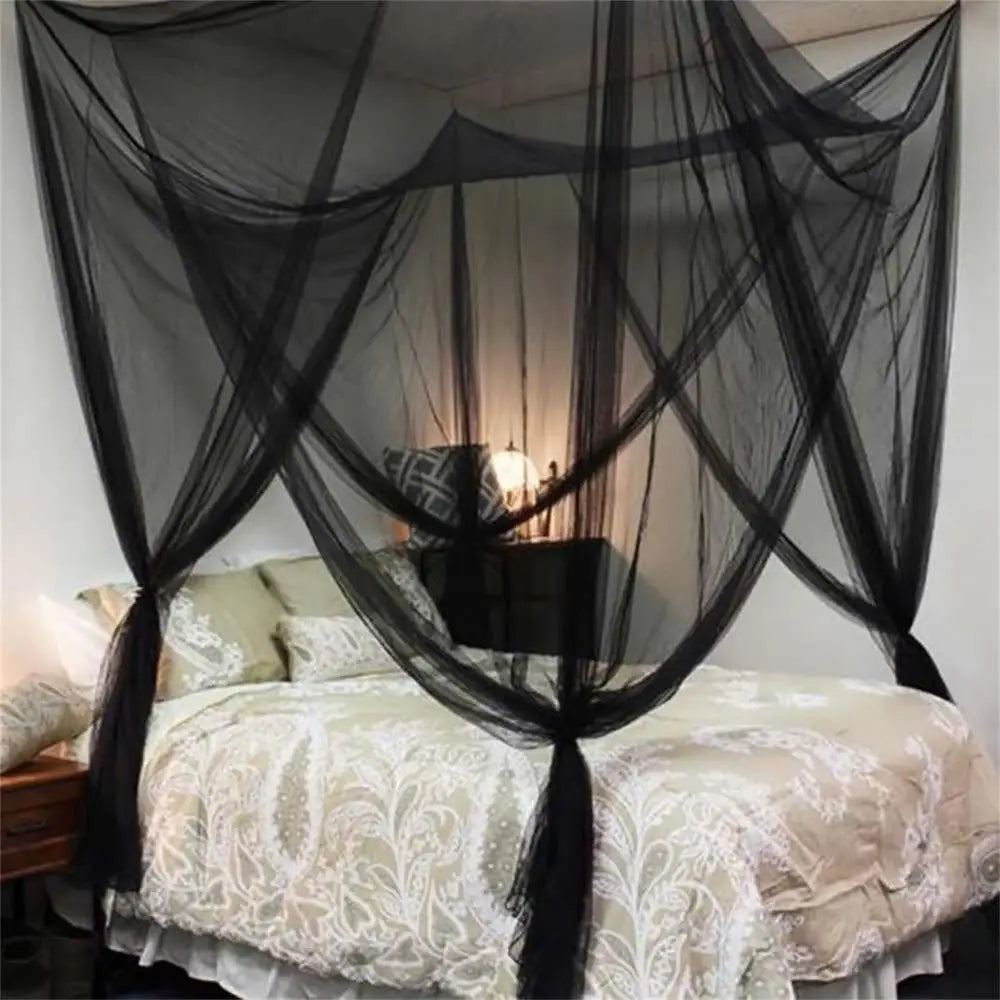 Mosquito Net Cotton Four-Door Canopy for King/Queen Bed