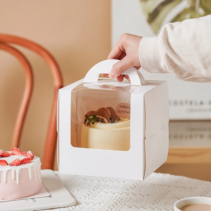 5 or 10 Pack Window Cake Packaging Boxes Portable Paper Gift Boxes for Weddings Birthdays and Baby Showers
