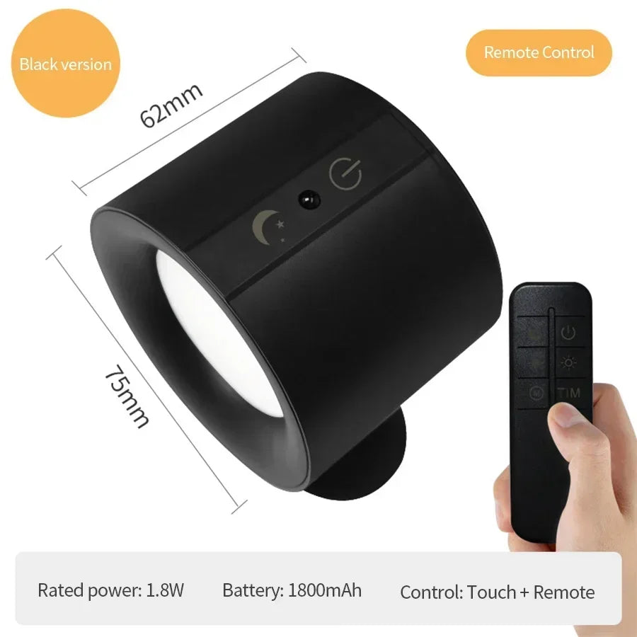 Rechargeable Magnetic LED Wall Lamp with 360 Degree Rotation and Wireless Remote Control