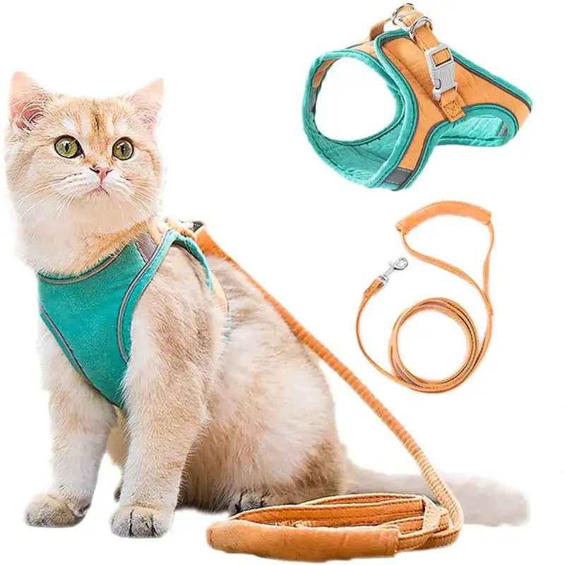 Cat Vest And Belt Kit Pet Traction Rope Harness Leash Collar Adjustable Double Layer Dog Harness Small Pet Outdoor Collar Leash