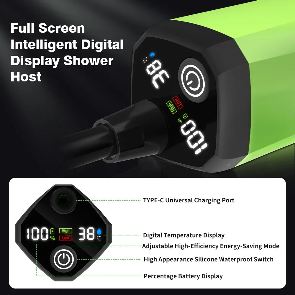 Camping Shower Pump RV Outdoor Shower Kit with Digital Display and 6000mAh Battery