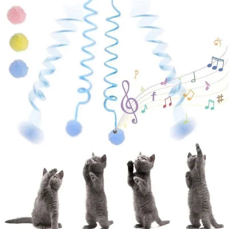 Pet Toy Funny Interactive Cat Stick Spring Rope Ball Plush Toy