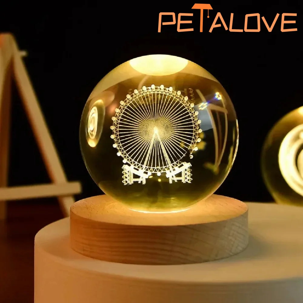 Crystal Ball LED Night Light 3D Saturn Solar System Lamp