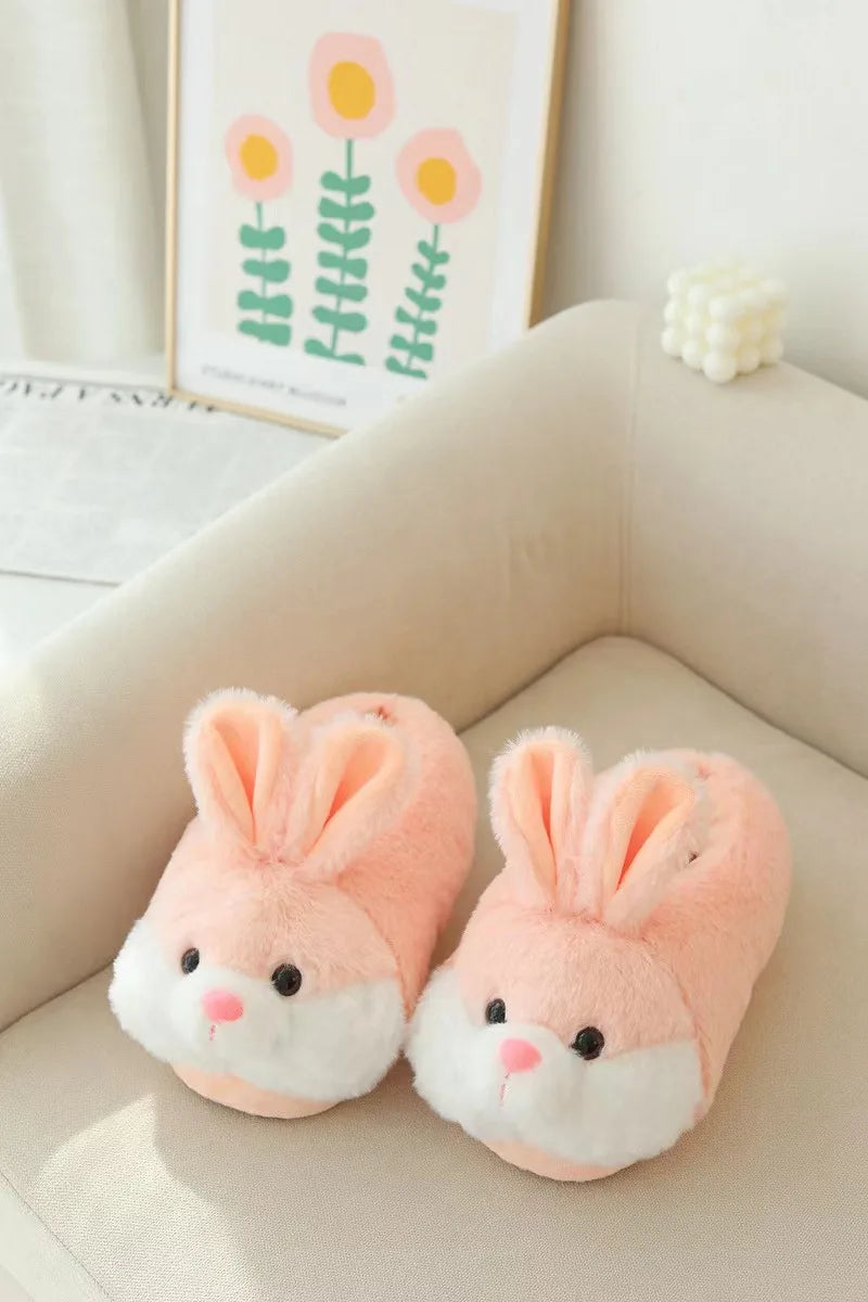 Cute Cartoon Rabbit Cotton Slippers Warm Non-slip Plush Shoes