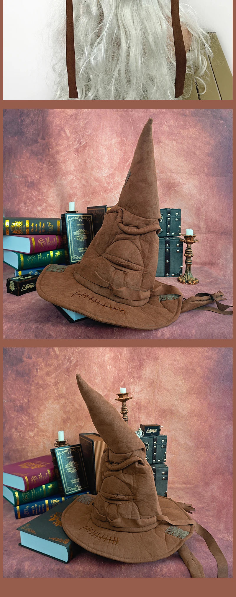 Witch Wizard Sorting Hat Leather Halloween Costume Accessory for Men and Women Cosplay Party Prop