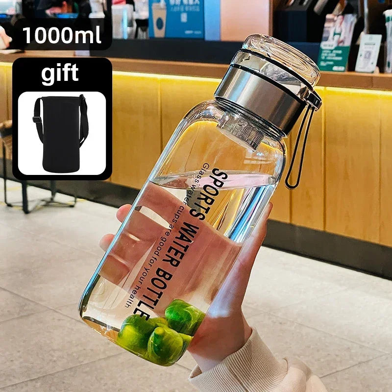 Large Capacity Glass Water Bottles – 0.75L to 2L Transparent Juice & Milk Bottle for Outdoor Travel & Sports