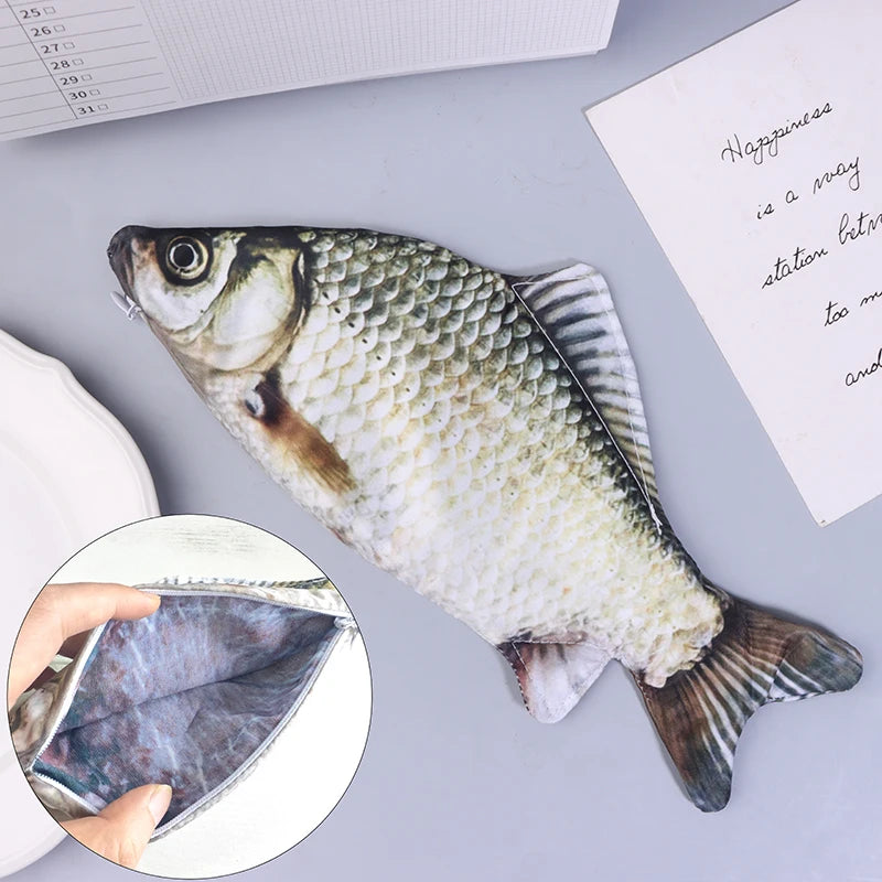 1pc Crucian Carp Pen Bag Realistic Fish Makeup Pouch Case