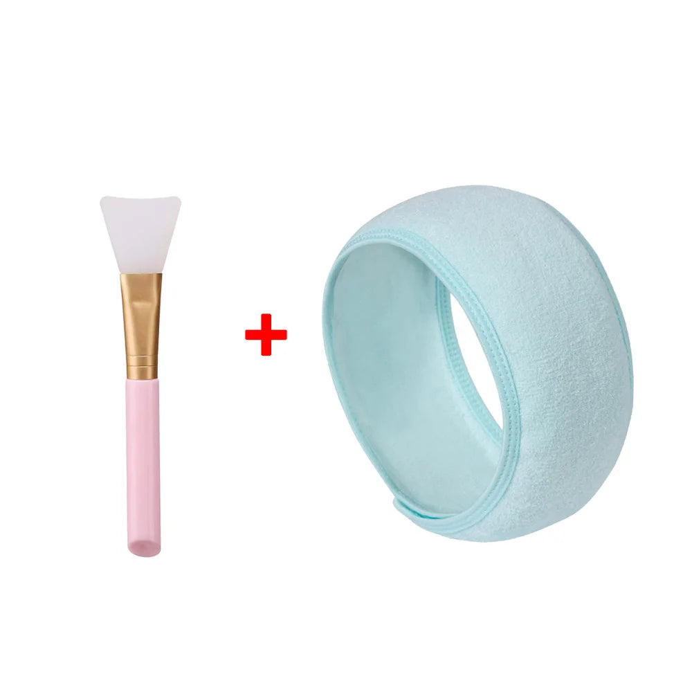 1pc Adjustable Head Band Hairband with Mask Brush for Makeup and Spa