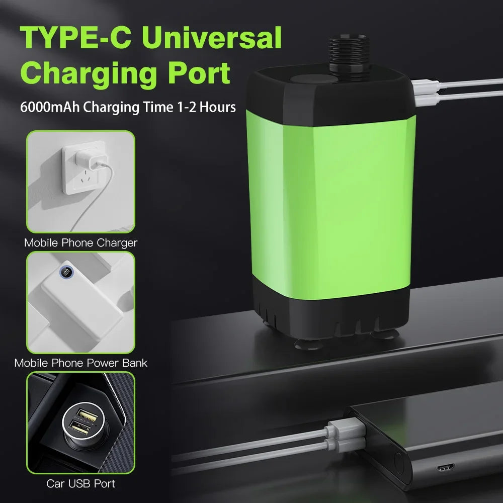 Camping Shower Pump RV Outdoor Shower Kit with Digital Display and 6000mAh Battery