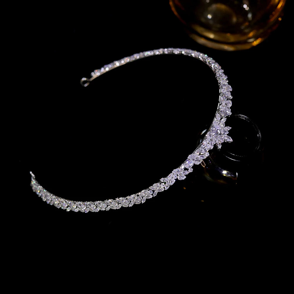 New Fashion Silver Color CZ Tiaras U-Shape Bride Headpiece