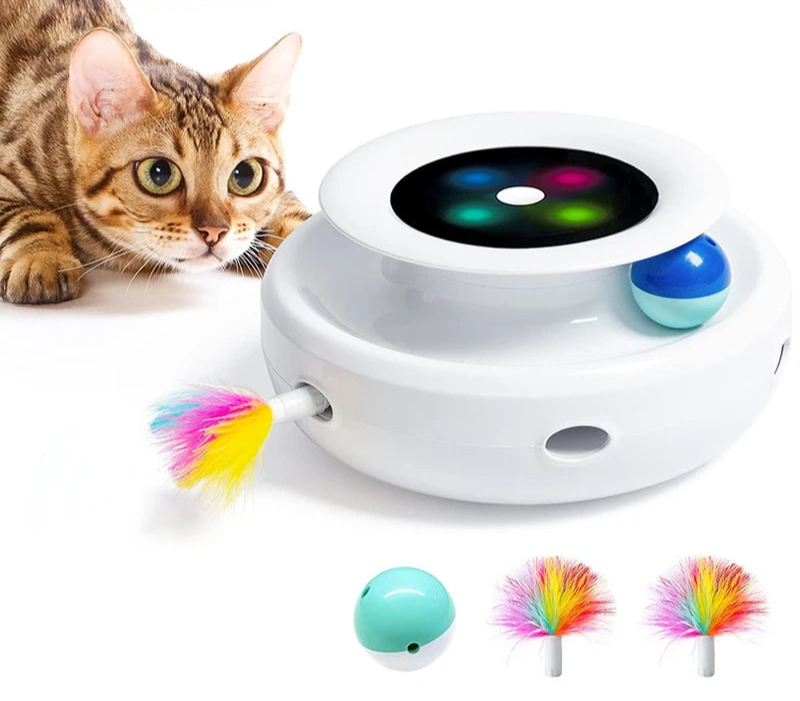 ROJECO 2 in 1 Smart Cat Toys Automatic Feather Ball Set