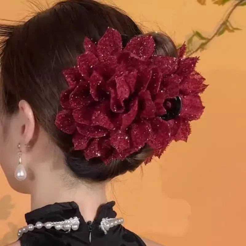 Korean Style Black Mesh Flower Hair Clip for Women