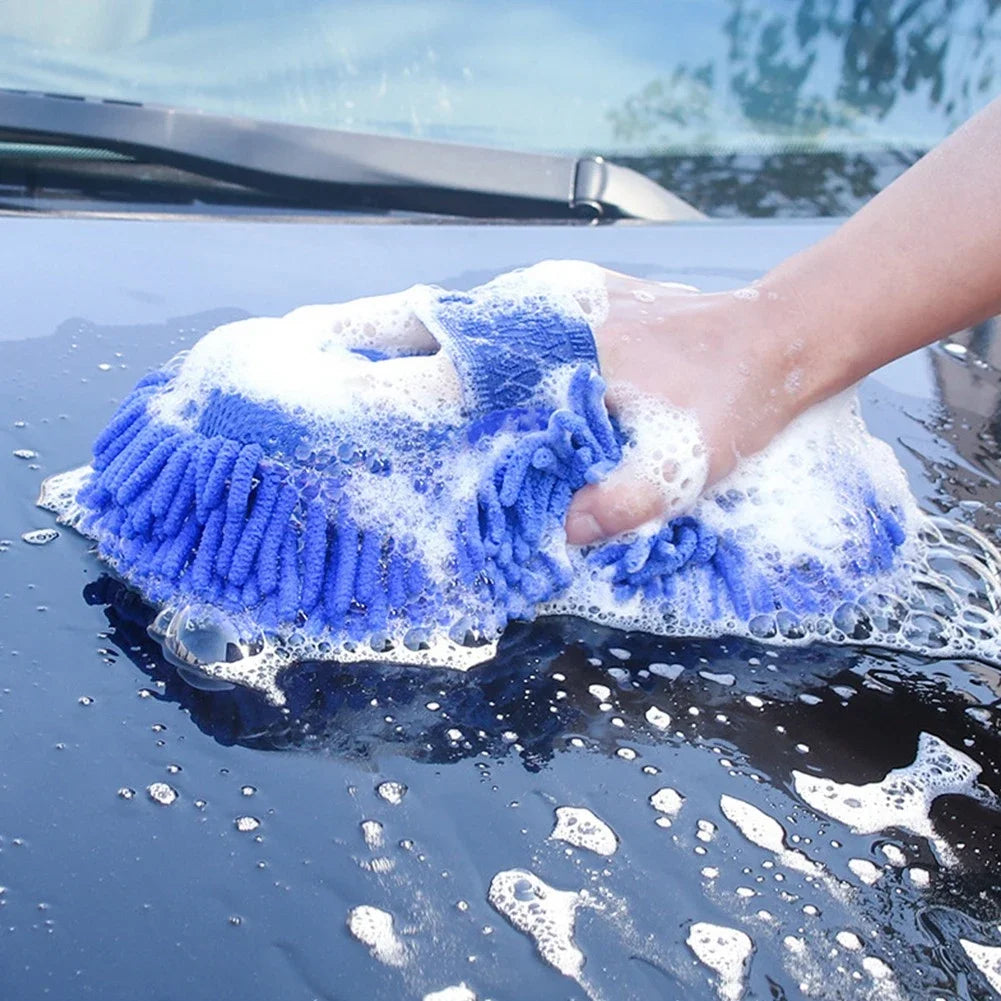 1 Pc Blue Microfiber Chenille Car Wash Sponge Cleaning Tool
